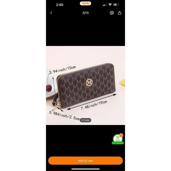 M Print Brown Women’s Wallet - Picture 4 of 4